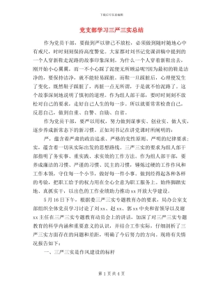 党支部学习三严三实总结