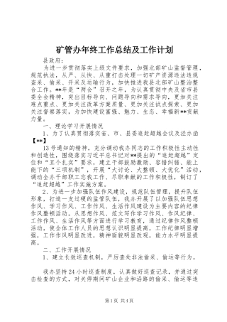 矿管办年终工作总结及工作计划 
