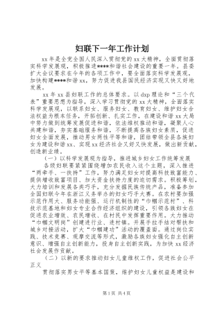 妇联下一年工作计划 