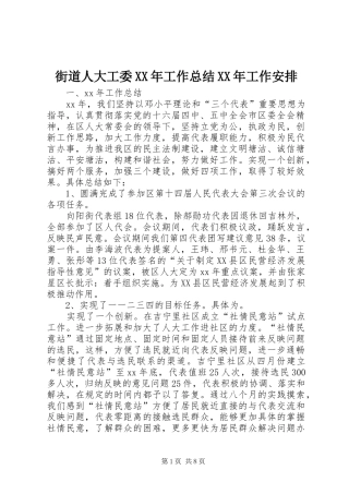 街道人大工委XX年工作总结XX年工作安排 