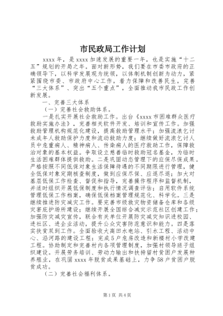 市民政局工作计划 