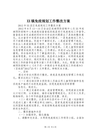 XX镇免疫规划工作整改方案 