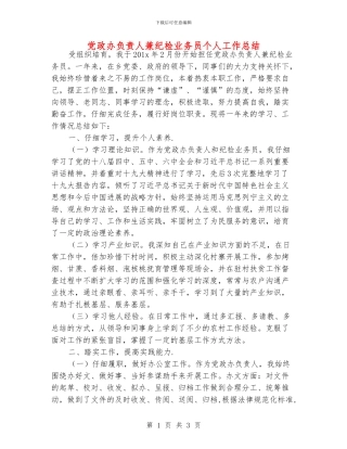 党政办负责人兼纪检业务员个人工作总结