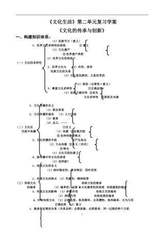 文化生活第二单元复习学案