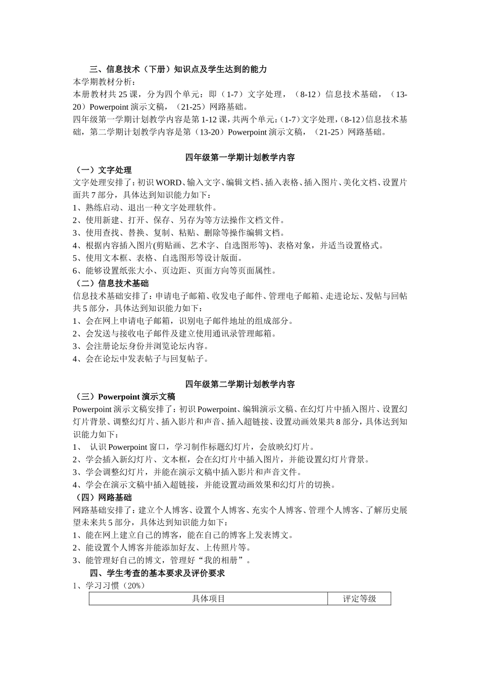 扬名中心小学信息技术学科知识、能力评价方案_第2页