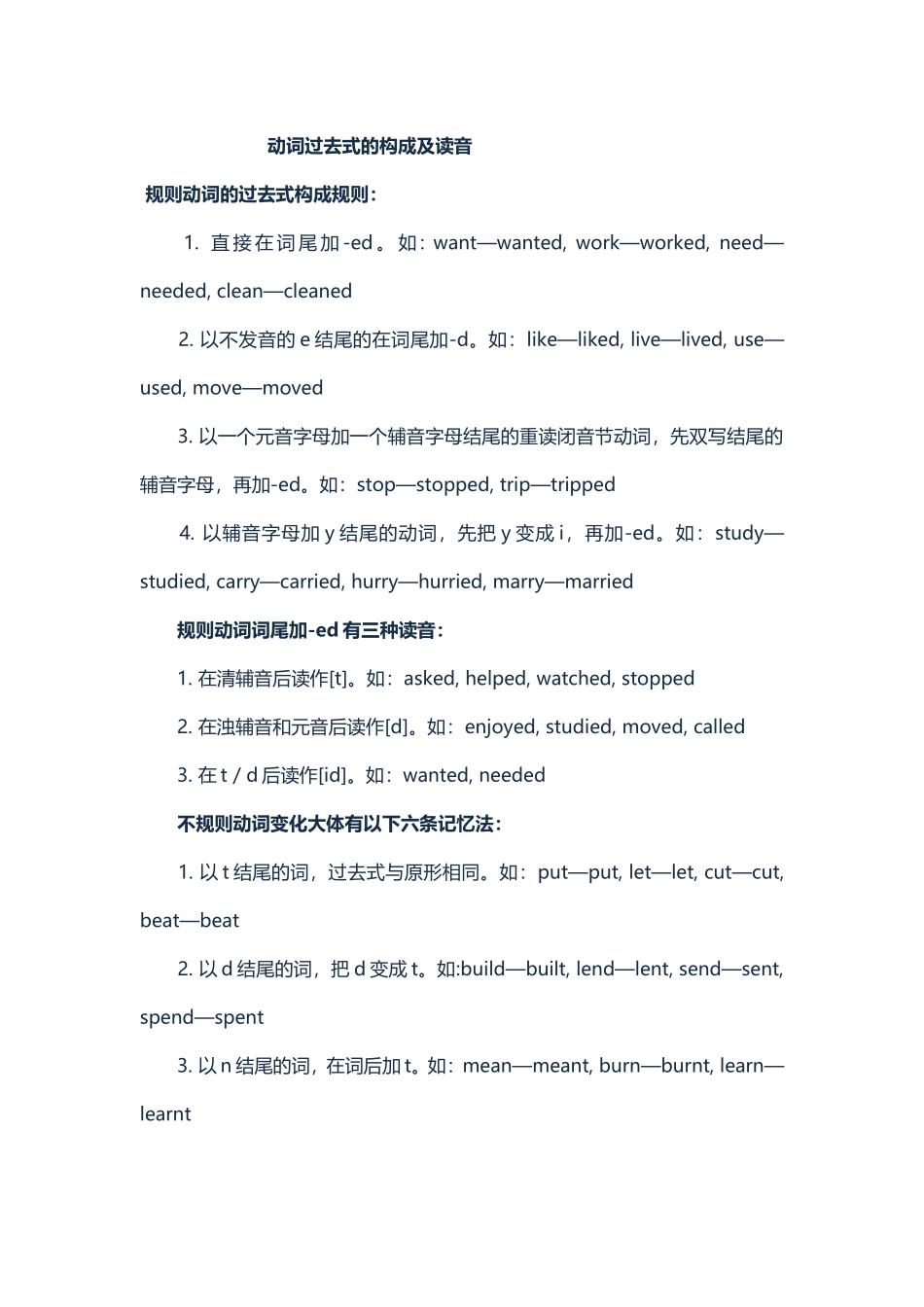 动词过去式的构成及读音_第1页