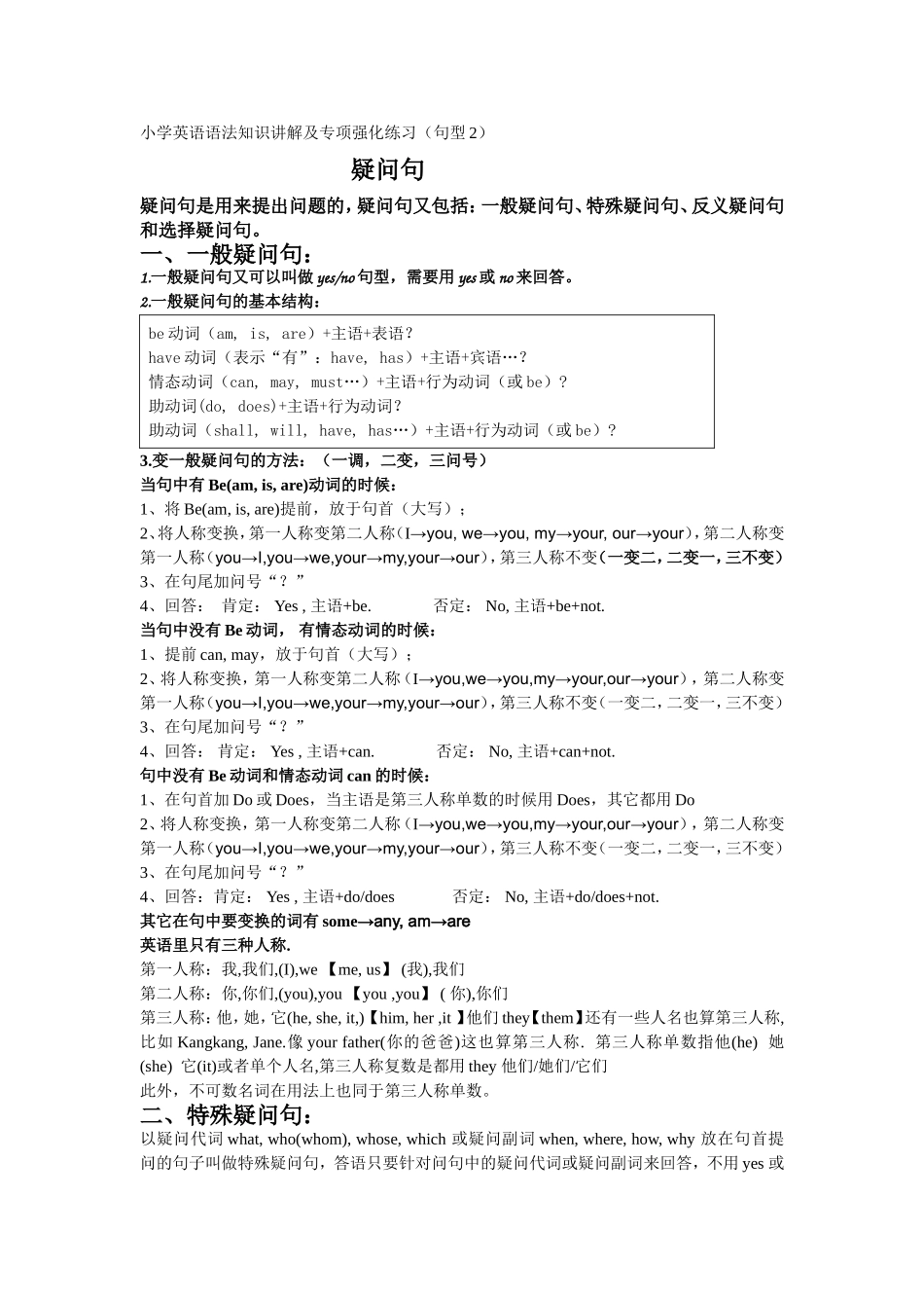 小学英语语法知识讲解及专项强化练习7_第1页