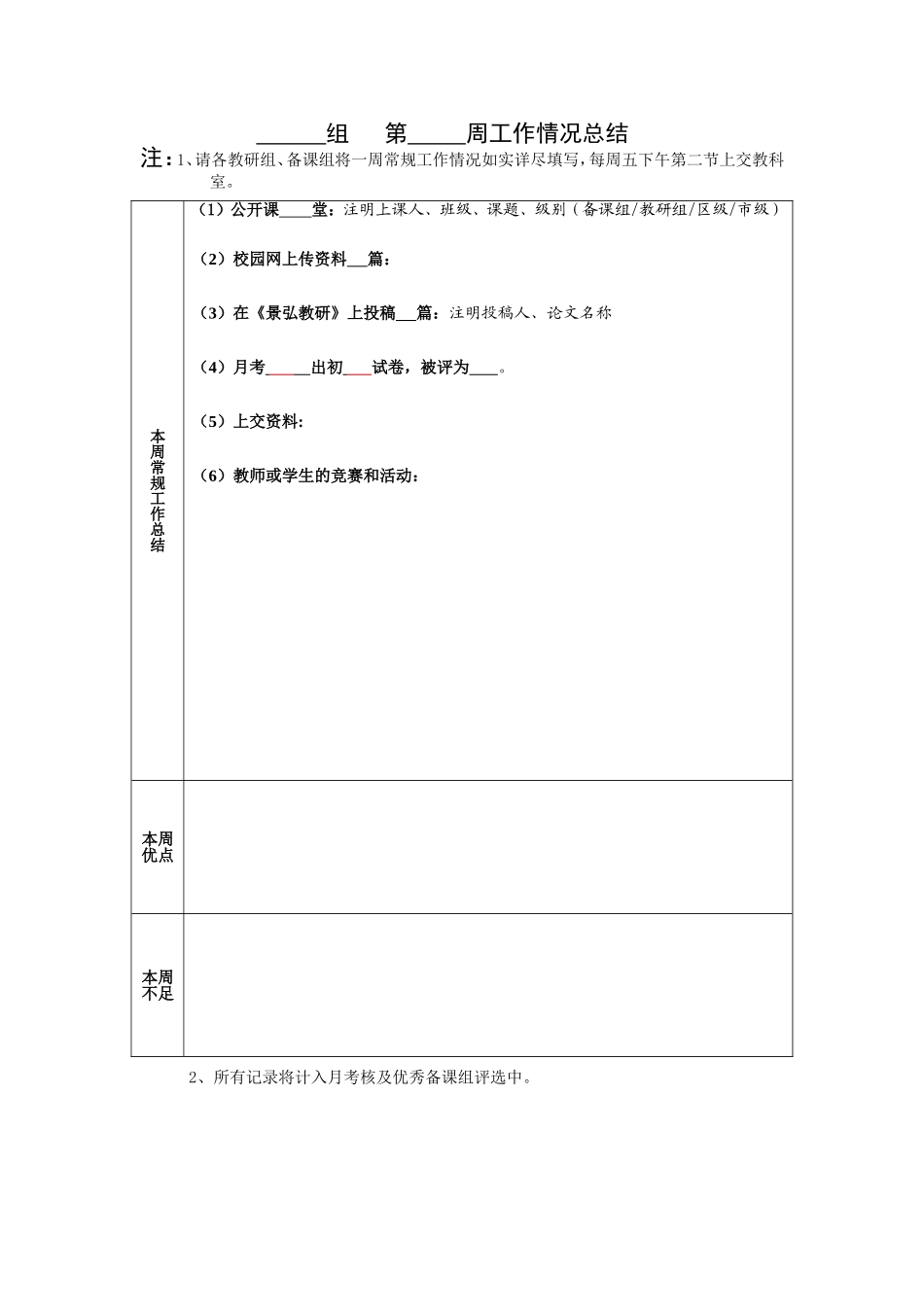 教研组周报表_第1页