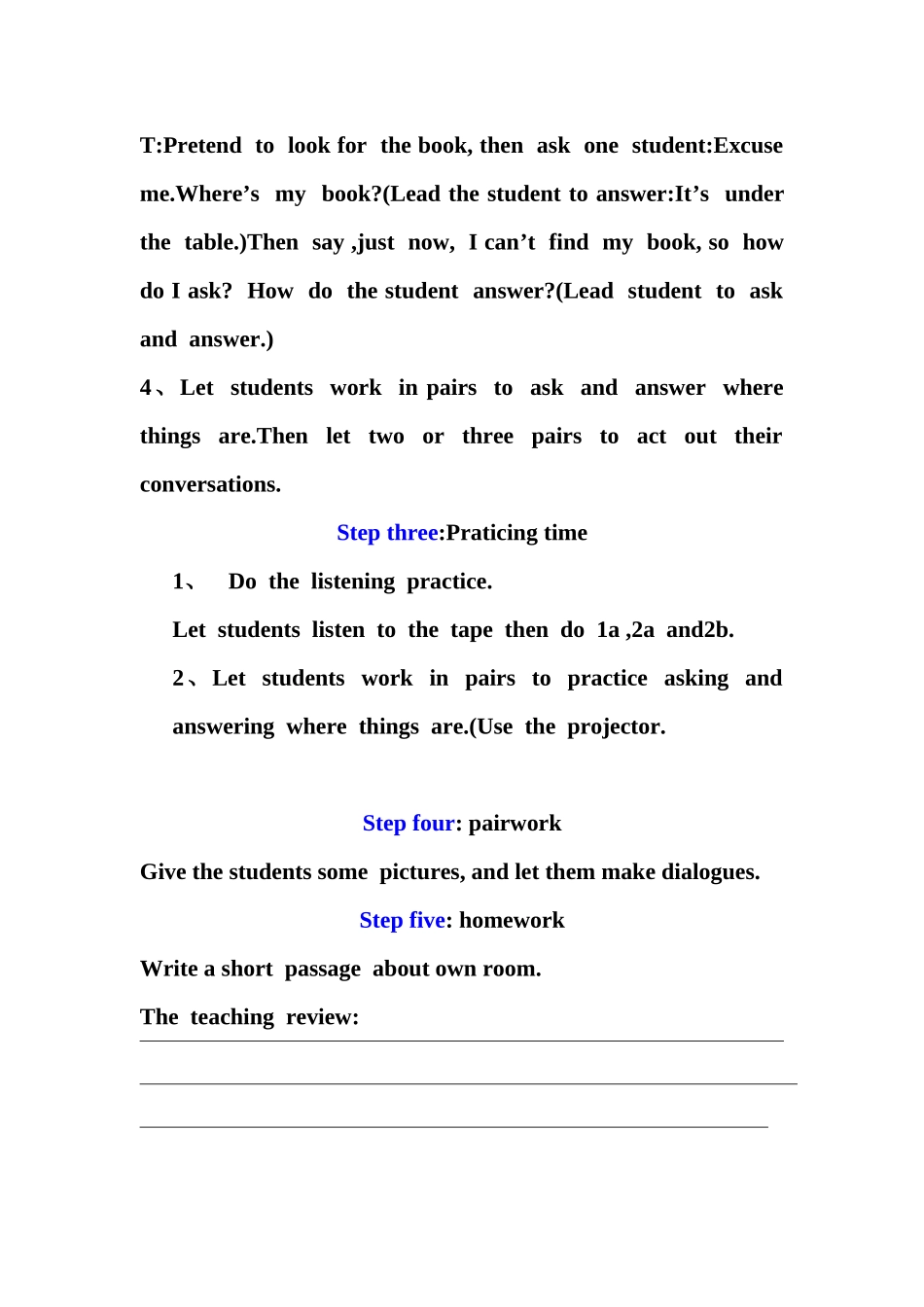 新目标七年级unit4第一课时教案_第3页