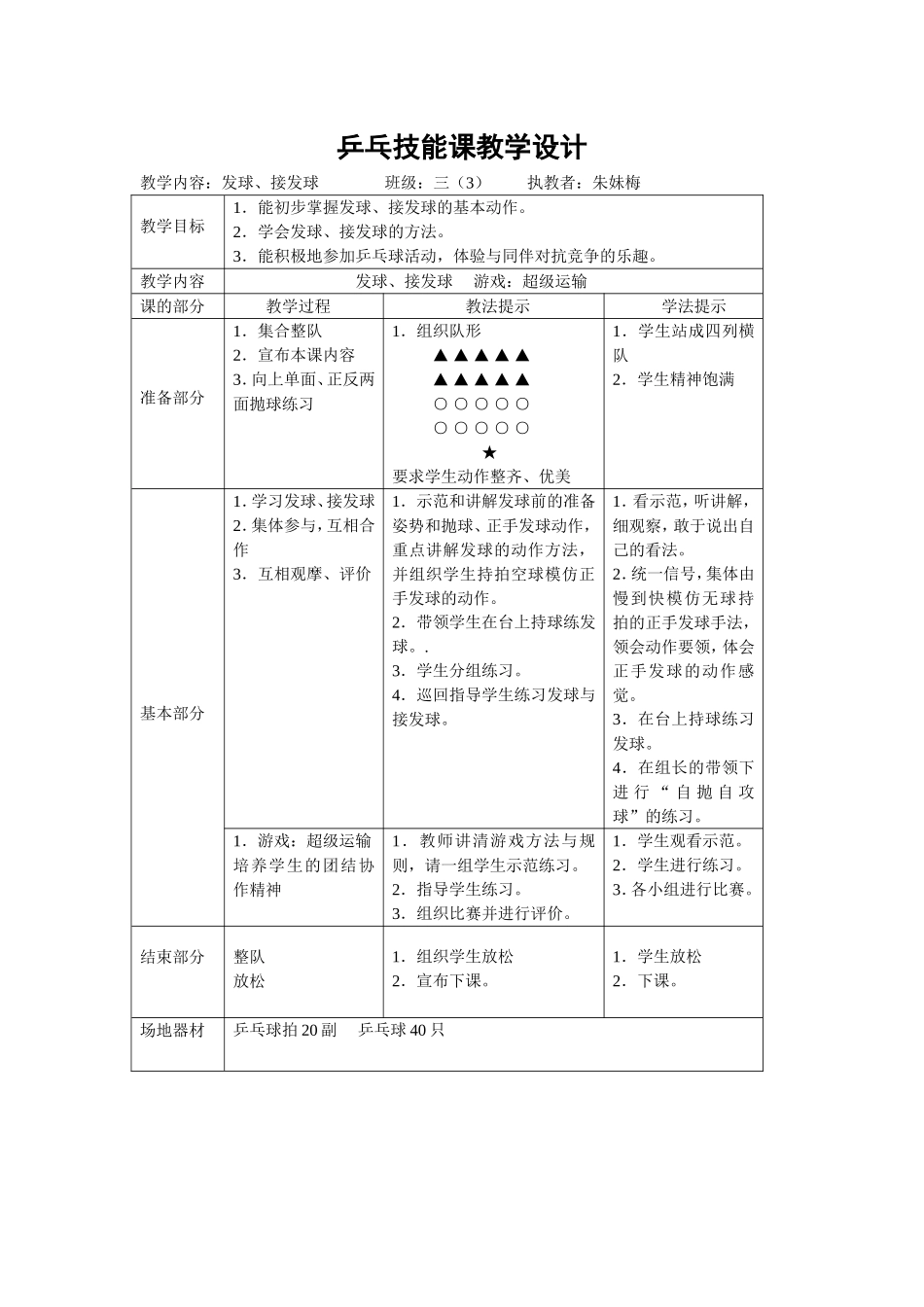 正手发平击球教案_第1页