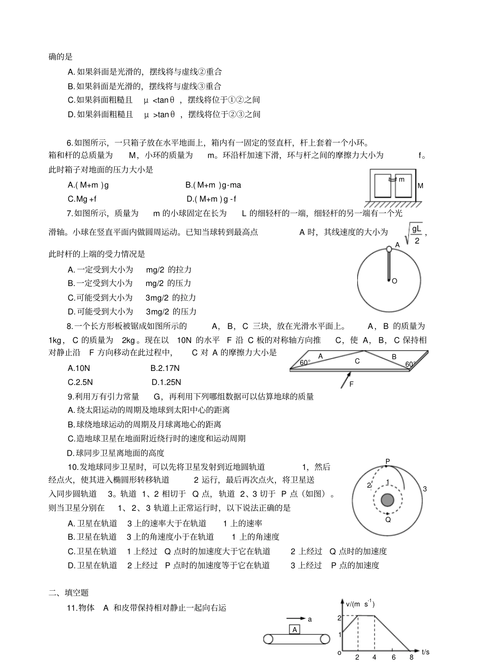 人教版高中物理必修一牛顿运动定律练习试题1_第2页