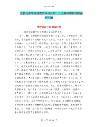 党校选派干部调查汇报与党的十九大精神落实情况报告汇编