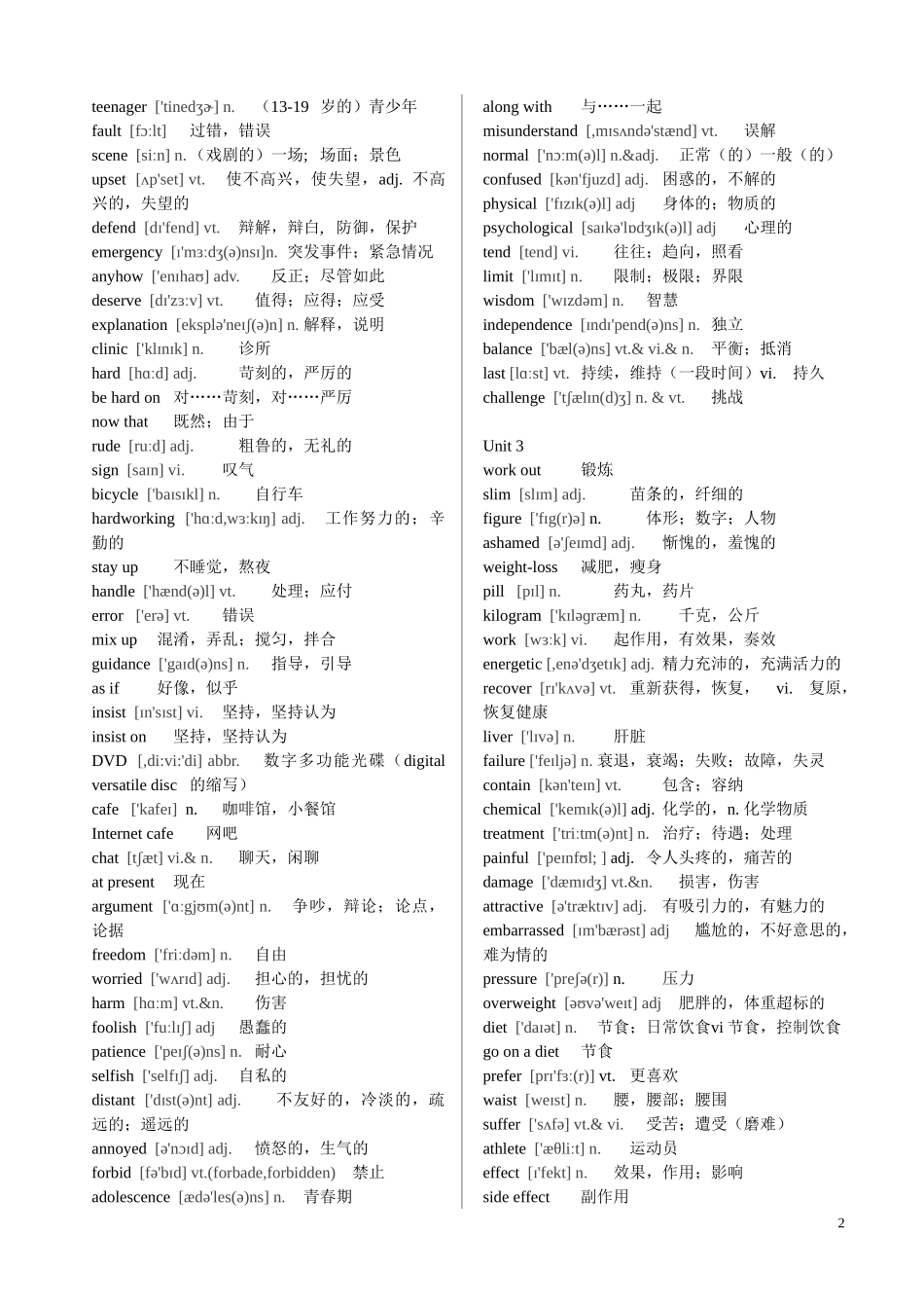 模块1-4词汇表(带音标)_第2页