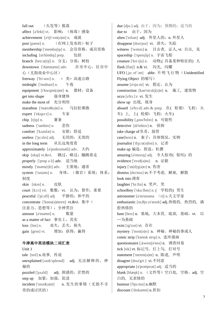 模块1-4词汇表(带音标)_第3页