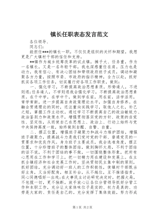 镇长任职表态发言范文