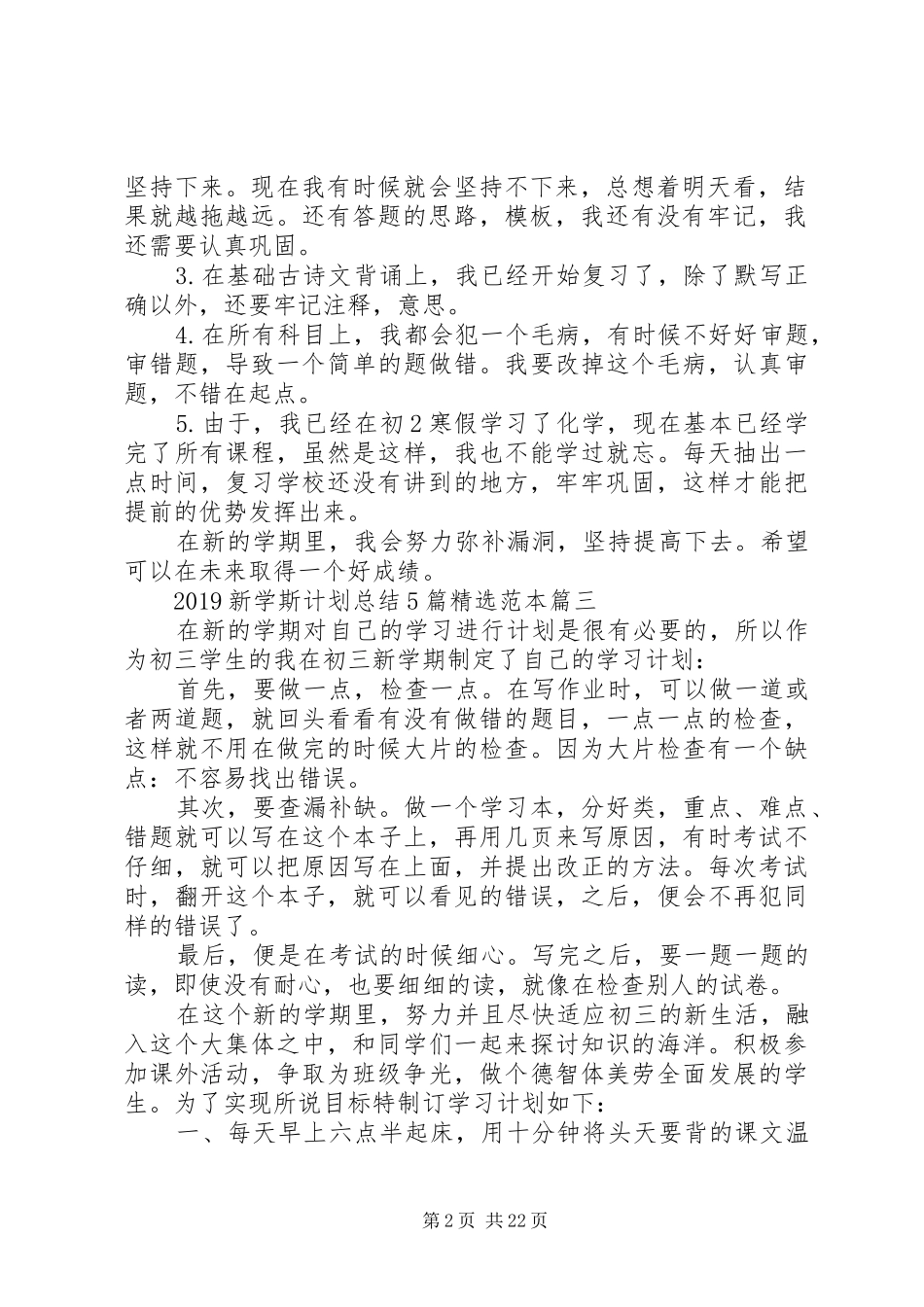 20XX年新学斯计划总结范本_第2页
