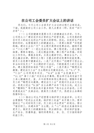 在公司工会委员扩大会议上的讲话