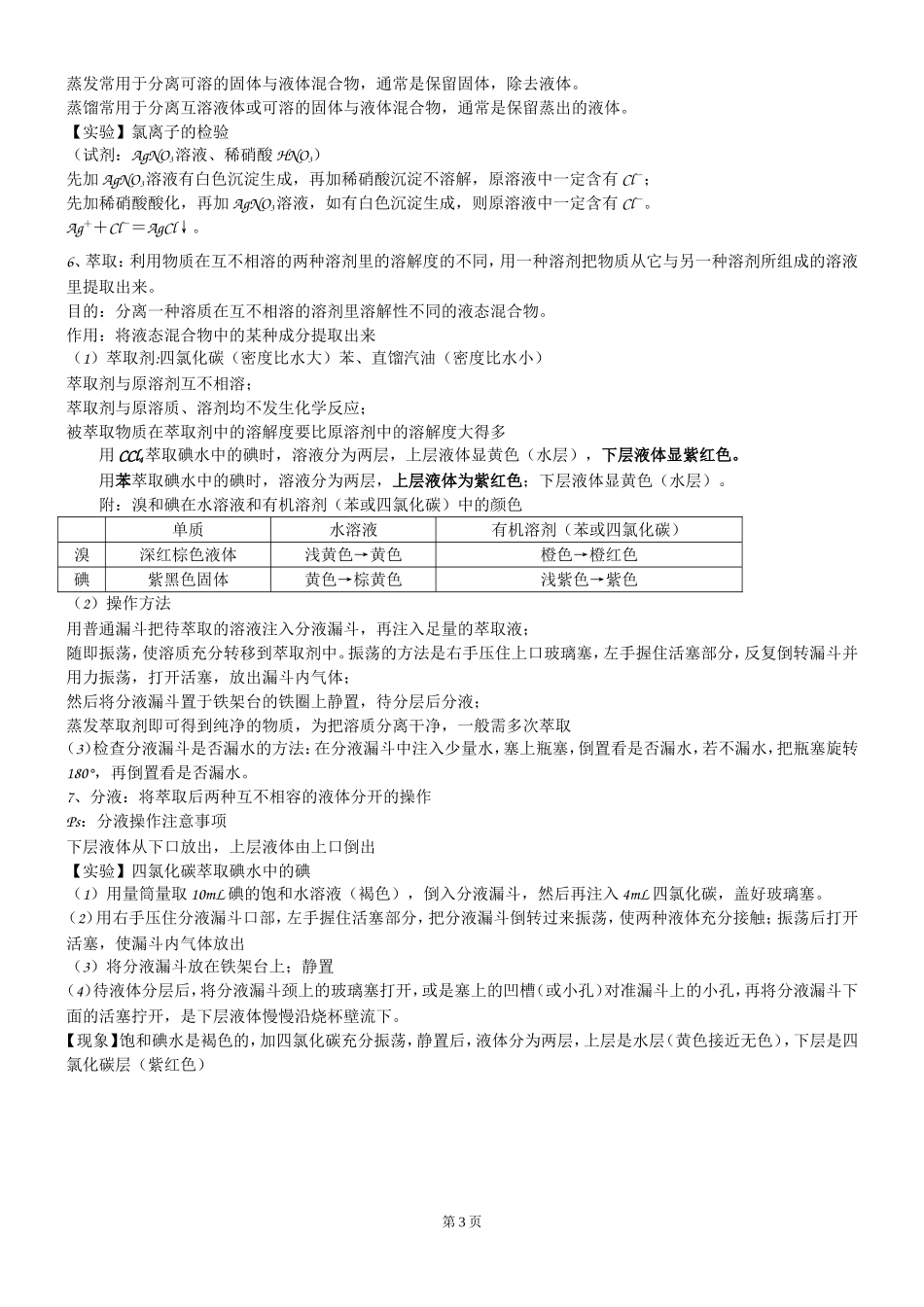 2014-2015高一化学必修一第一章复习提纲_第3页