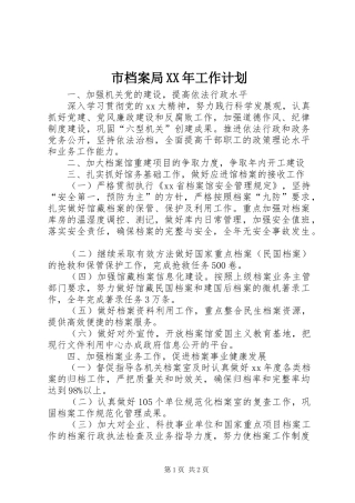 市档案局XX年工作计划 