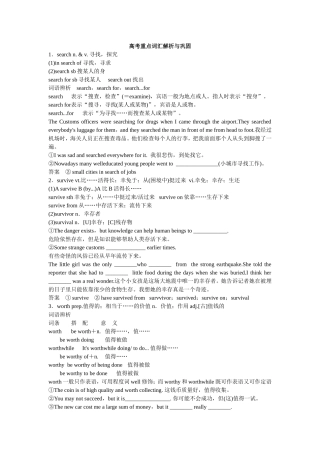 2015高考重点词汇解析与巩固