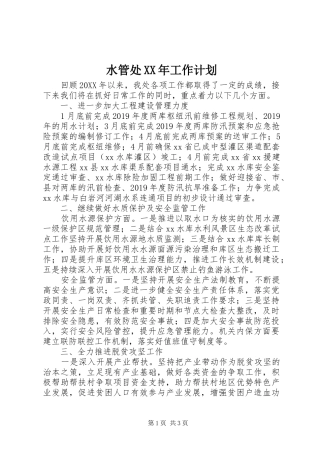 水管处XX年工作计划 