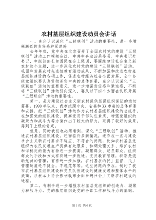 农村基层组织建设动员会讲话