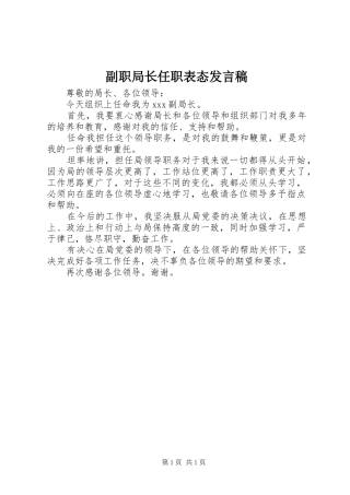 副职局长任职表态发言稿