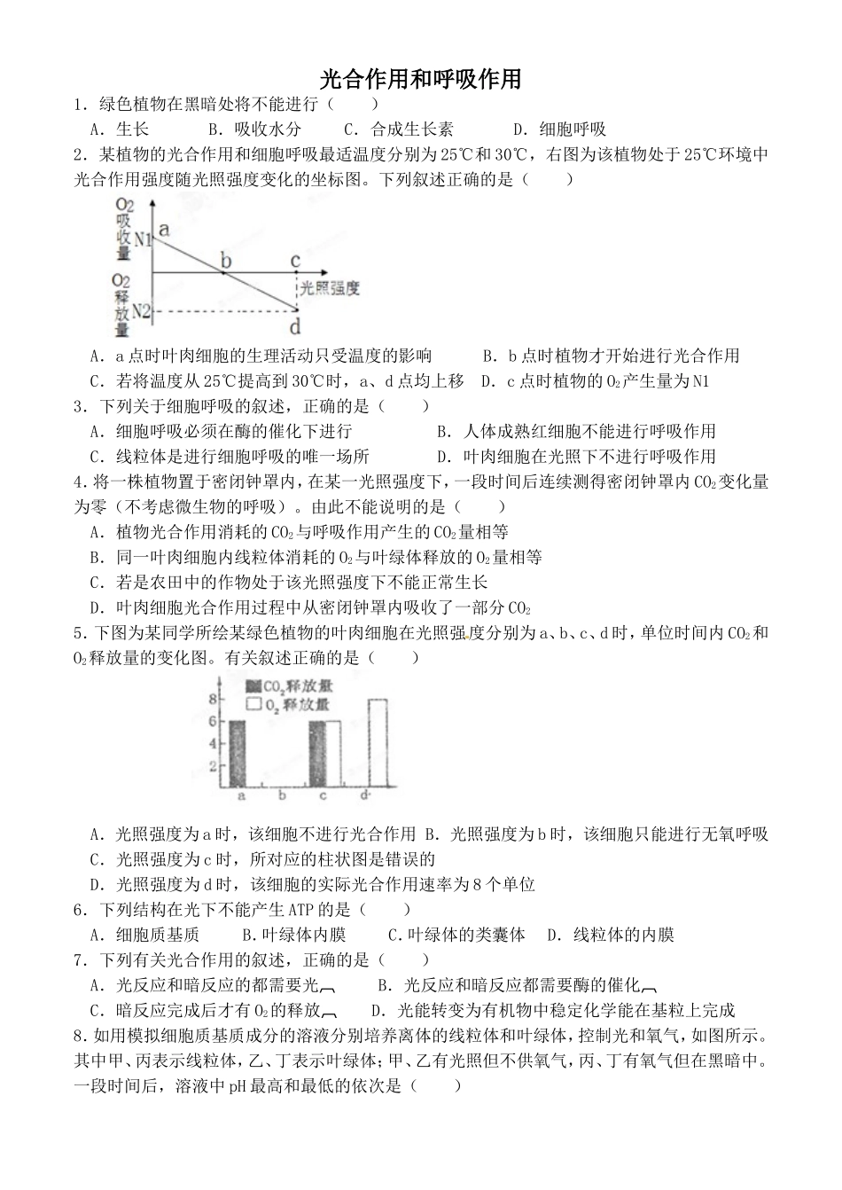 光合作用和呼吸作用专题_第1页
