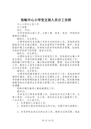 张畈中心小学党支部人员分工安排 