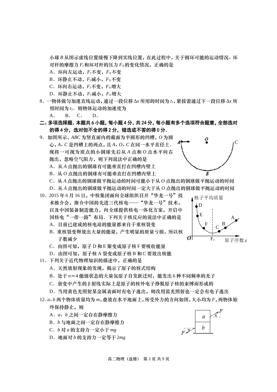 印刷－如皋市2015年高二期末考试_第2页