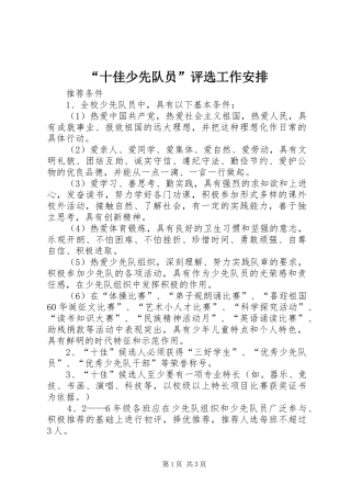 “十佳少先队员”评选工作安排 