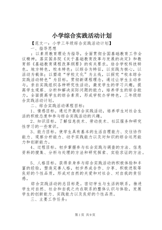 小学综合实践活动计划 