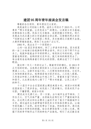 建团95周年青年座谈会发言稿