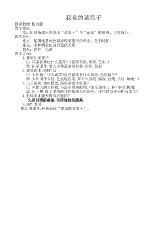 我家的菜篮子教案