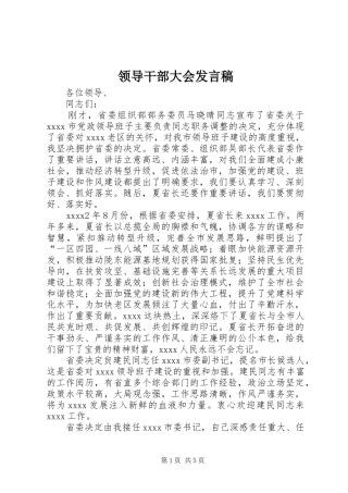 领导干部大会发言稿