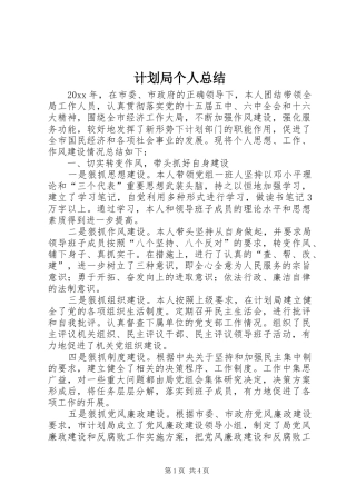 计划局个人总结 