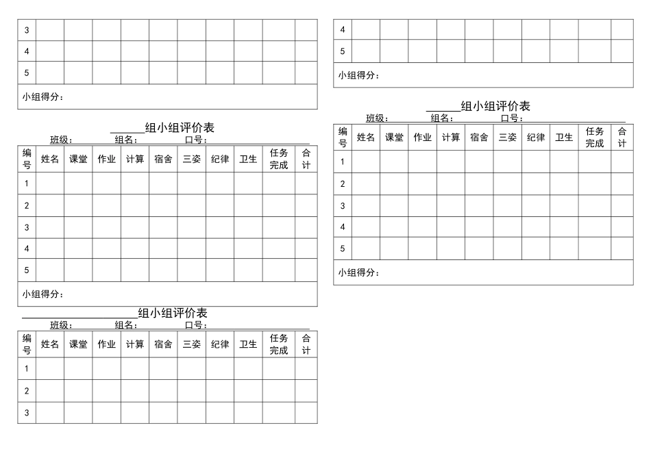 小学生班级管理小组评价表_第2页