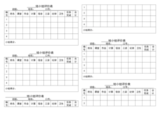 小学生班级管理小组评价表