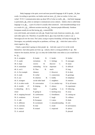 完形填空9身体语言