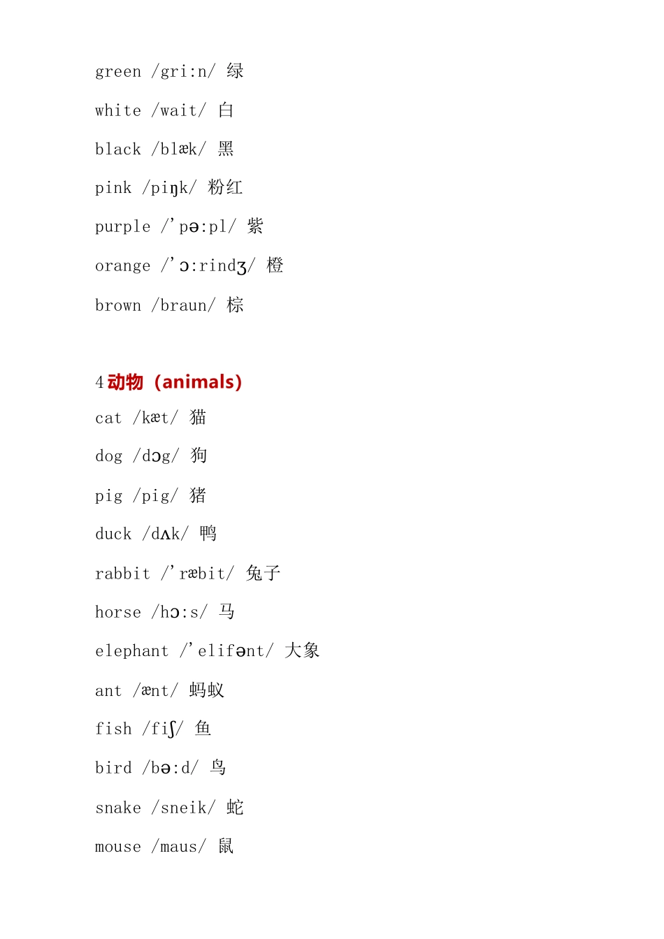 小学英语单词分类大全(带音标)_第3页