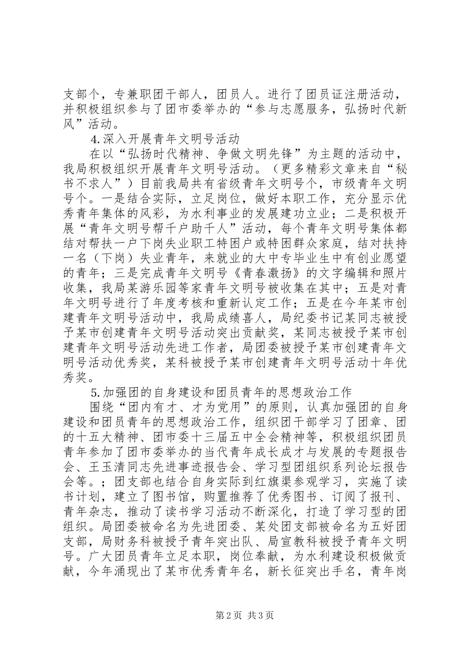 水利局团委二五年度工作总结及二六年工作安排 _第2页