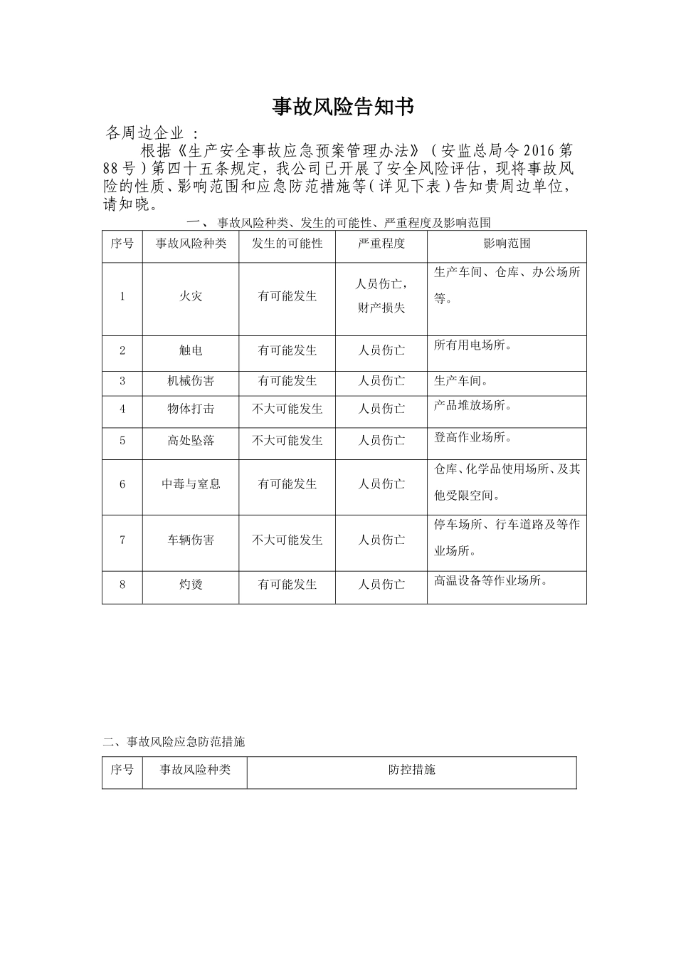 事故风险告知书 (2)_第1页