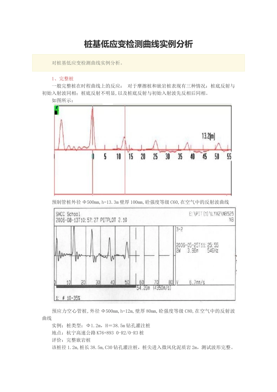 桩基低应变检测曲线实例分析_第1页