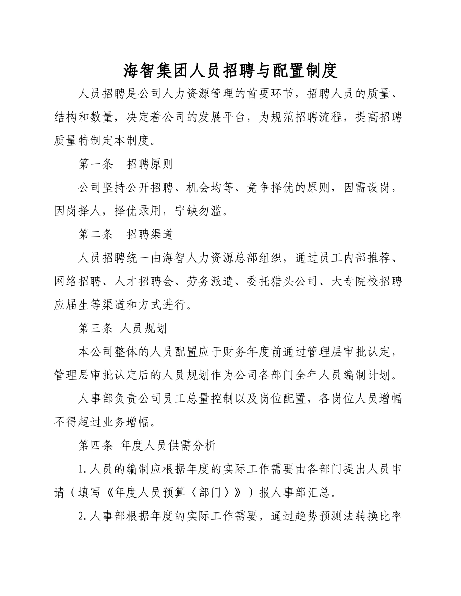 海智集团人员招聘与配置制度_第1页