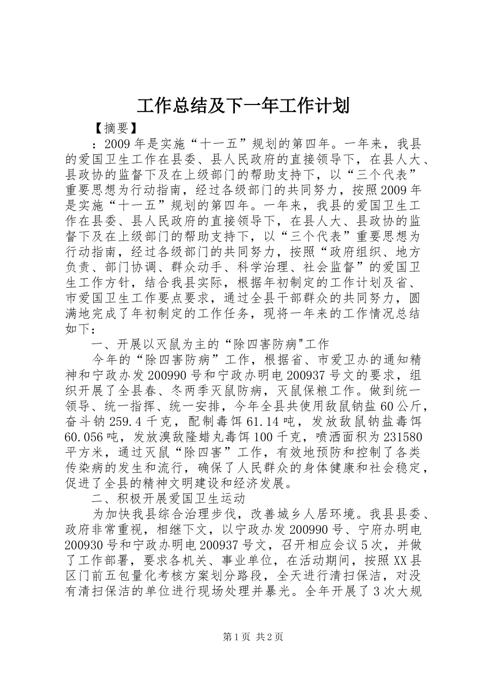 工作总结及下一年工作计划 _第1页