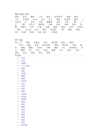 中国手机所有的品牌