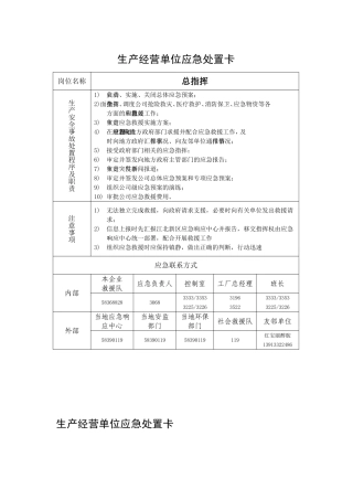 应急组织机构应急处置卡