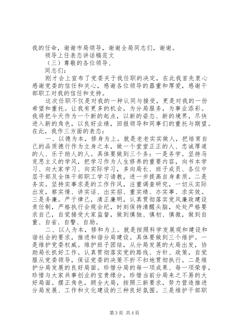 领导上任表态讲话_第3页