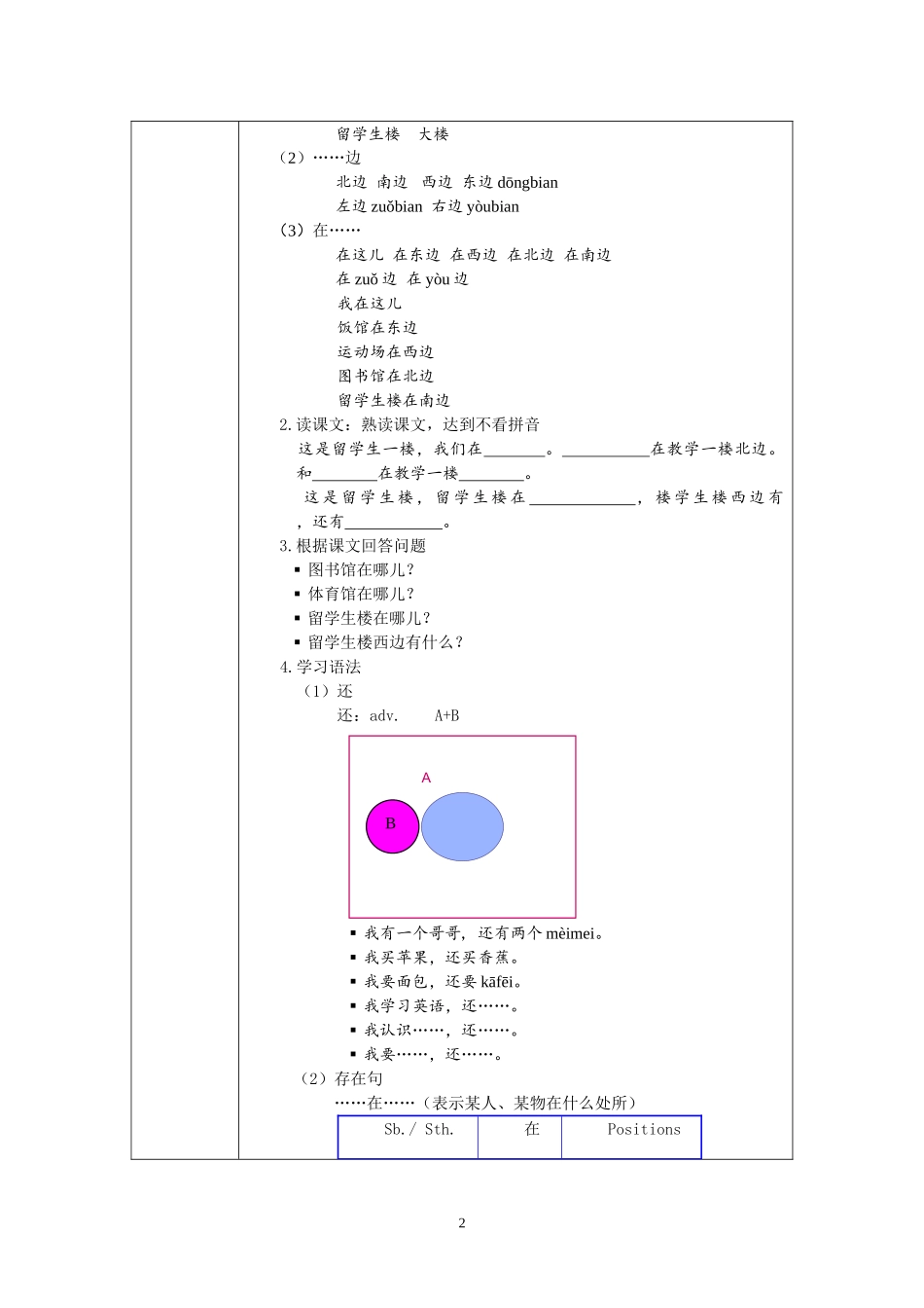 发展汉语初级综合1：第7课教案_第2页