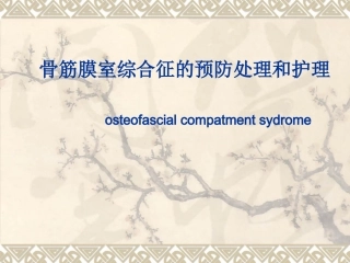 骨筋膜室综合征预防处理及护理